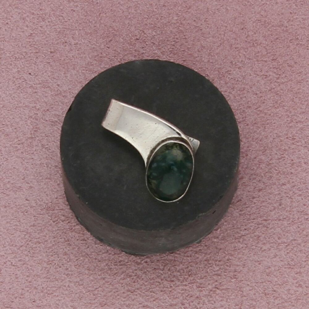 sterling silver vintage small moss agate tie clip
